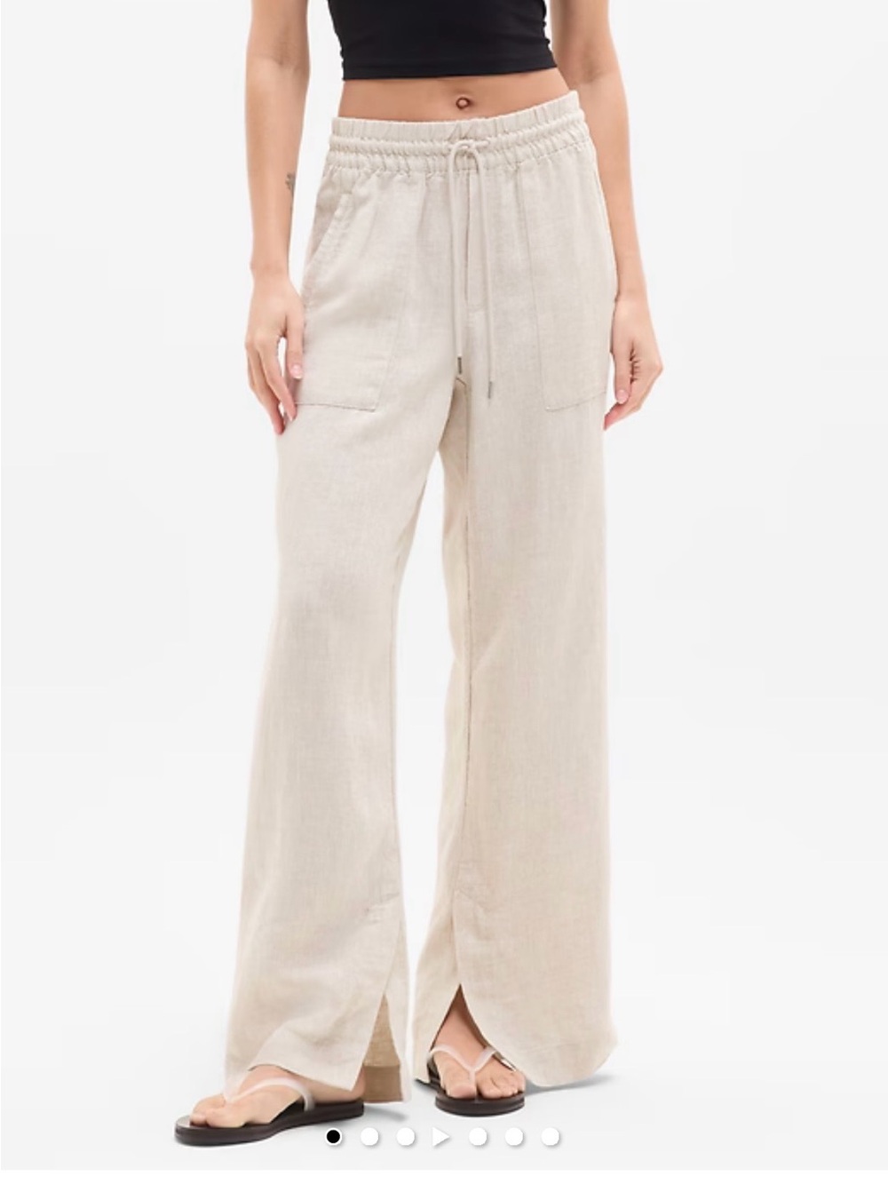Athleta Neutral Wide-Leg Drawstring Pants in Undyed
